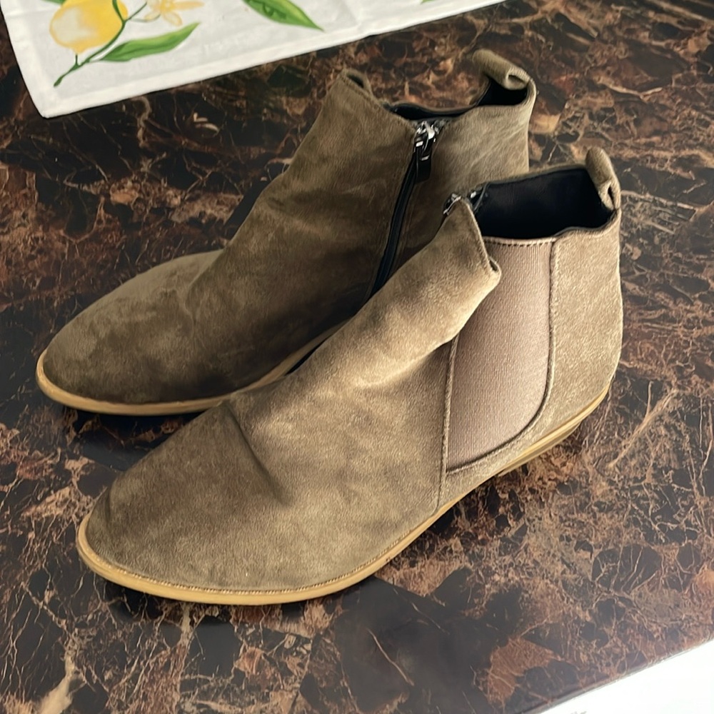 Olive green ankle boots